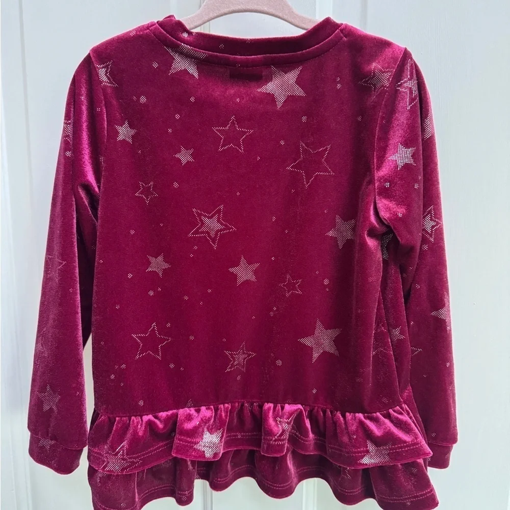 NWOT Gymboree 3T Maroon Velour Girls Star Long Sleeve Top Blouse